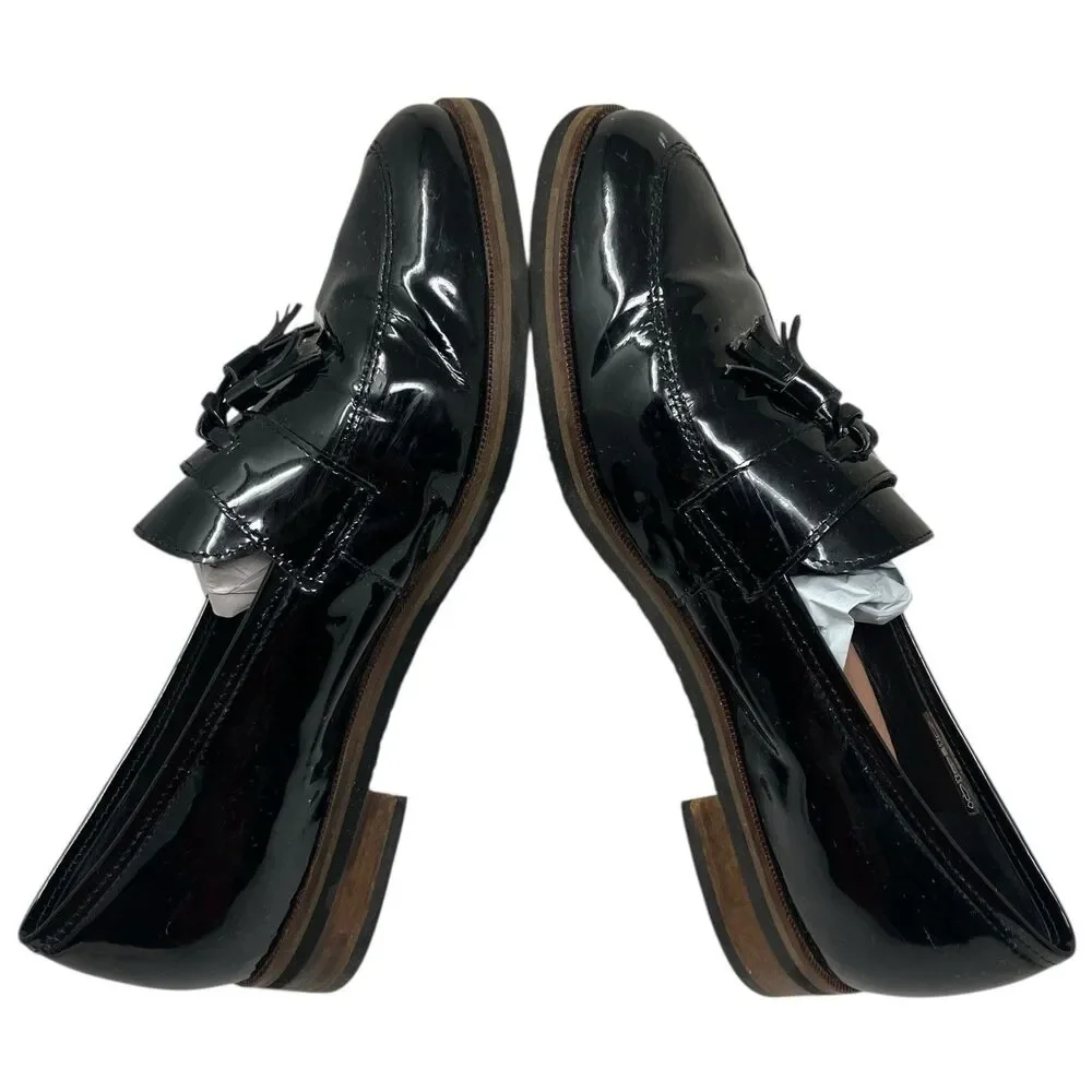 Mephisto Black Patent Leather Tassel Luxe Euro Preppy Loafers Comfort Womens 10‎